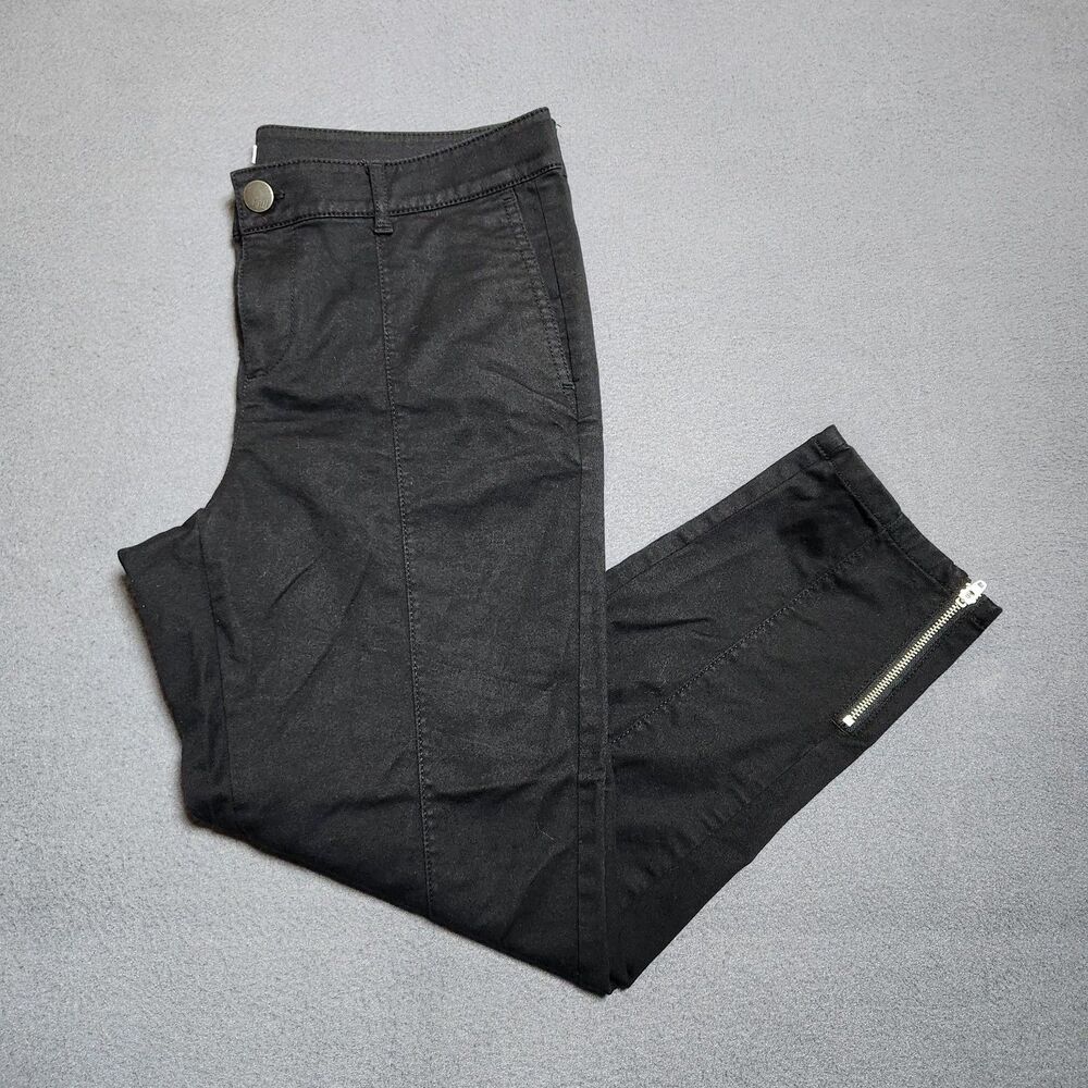 J. Jill Pants Women 10P Black Mid Rise Pintucked Ankle Zip